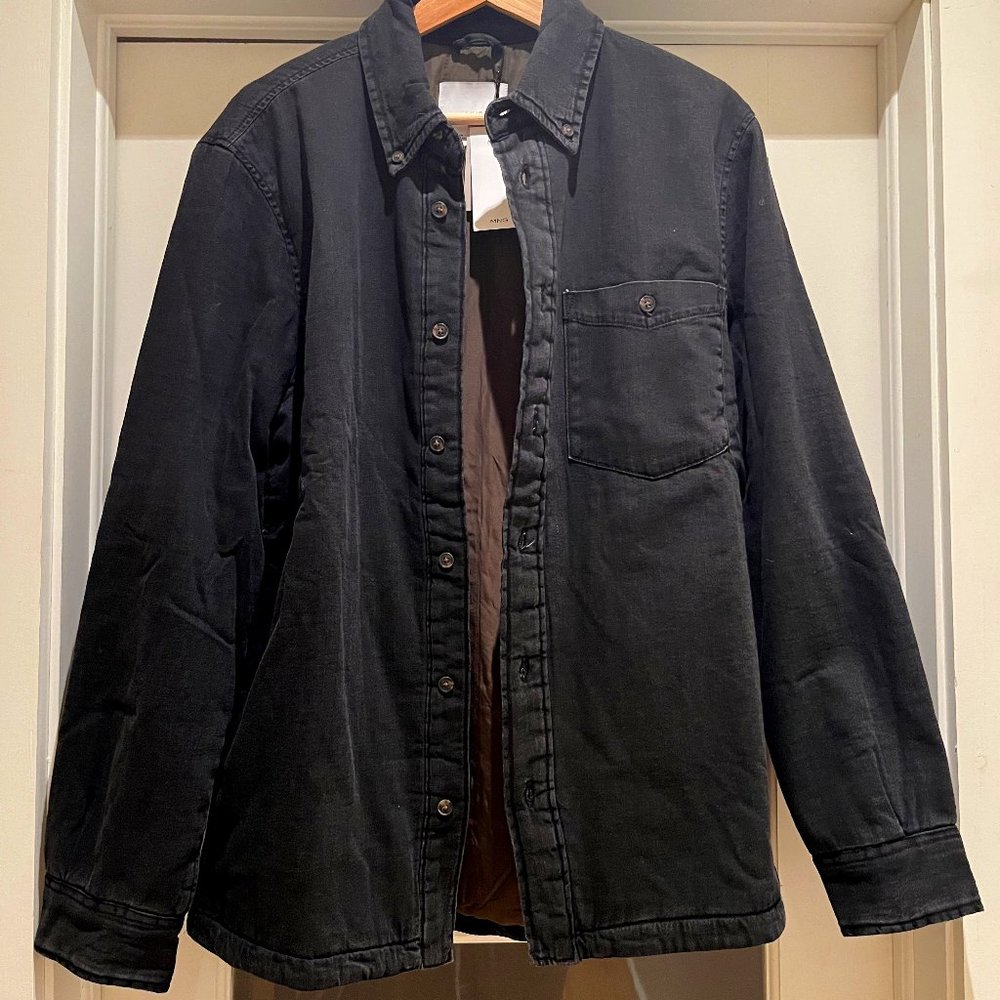 Mango quilted denim overshirt, black, men's SM